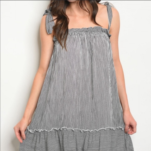 🆕 Sage the Label Black/White Striped Mini Dress - Picture 2 of 3